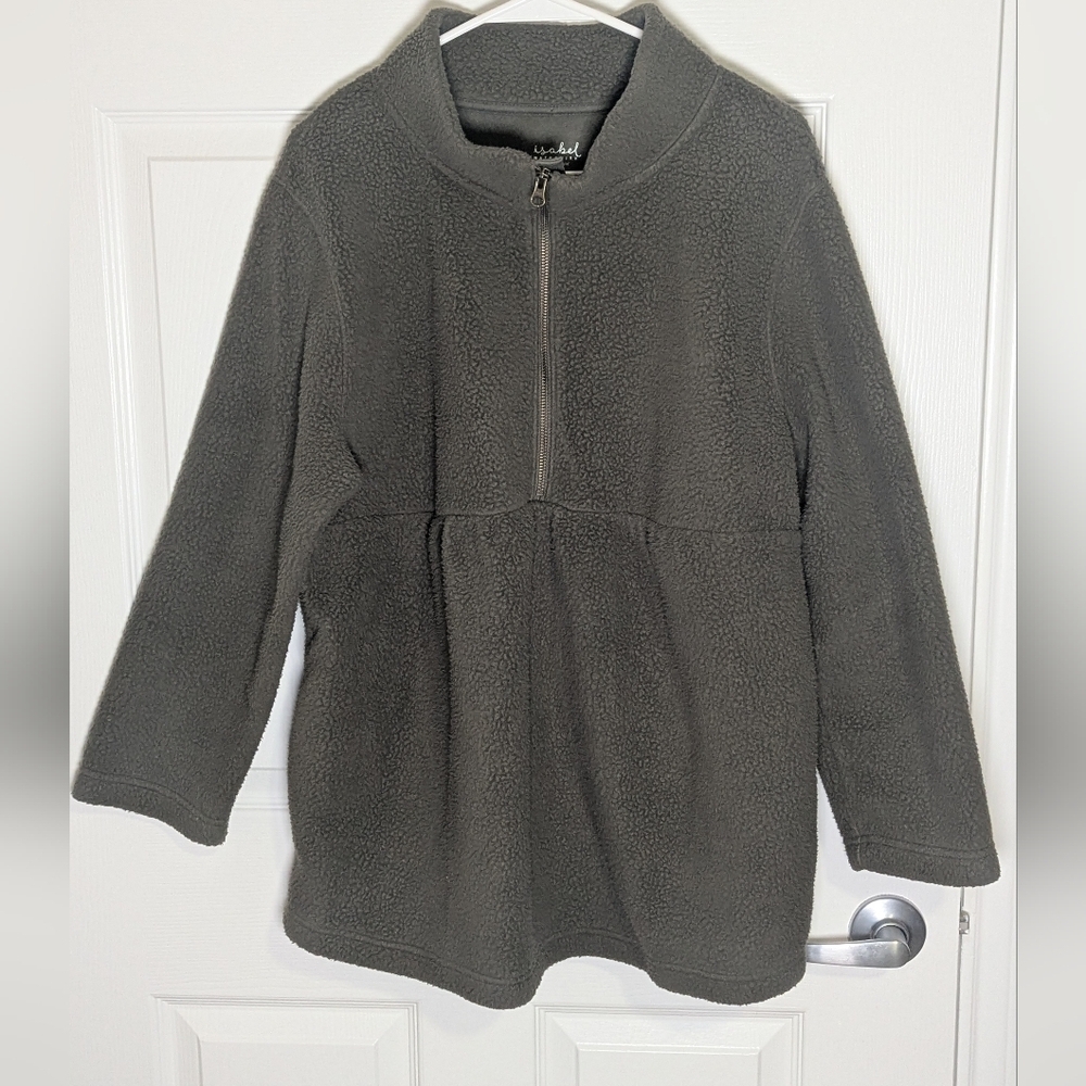 Isabel Maternity by Ingrid & Isabel Olive Sherpa Quarter-Zip Pullover Sweater M